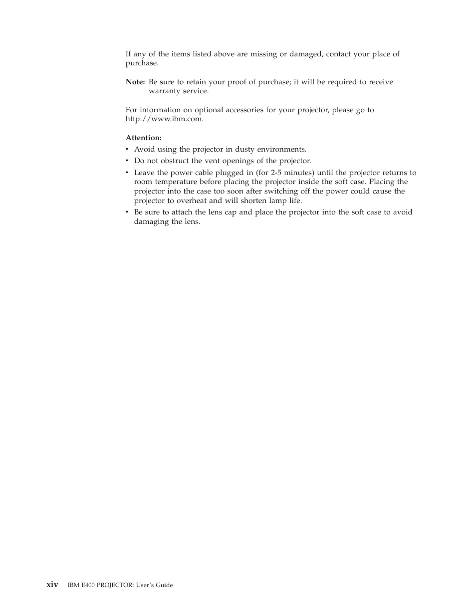 IBM Partner Pavilion PROJECTOR E400 User Manual | Page 16 / 76