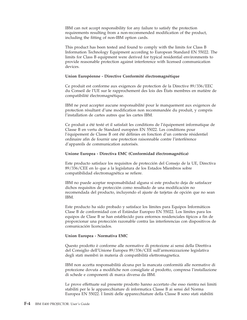IBM Partner Pavilion PROJECTOR E400 User Manual | Page 72 / 76