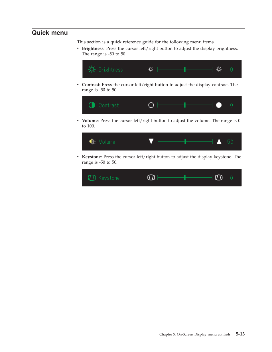 Quick menu, Quick, Menu | IBM Partner Pavilion PROJECTOR M400 User Manual | Page 45 / 84