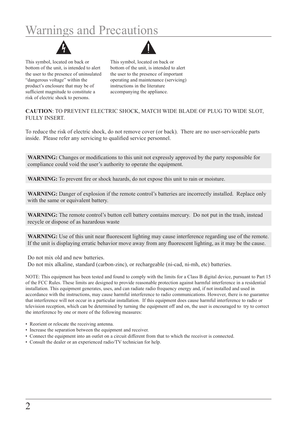 Warnings and precautions | iLive ISP209B User Manual | Page 2 / 12