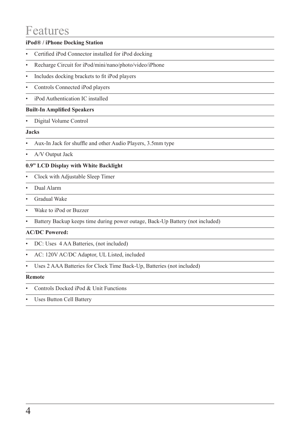 Features | iLive ISP209B User Manual | Page 4 / 12