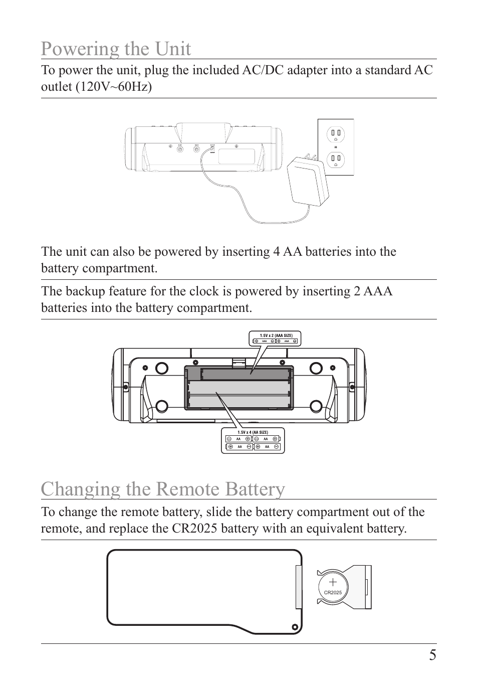 Powering the unit changing the remote battery | iLive ISP209B User Manual | Page 5 / 12