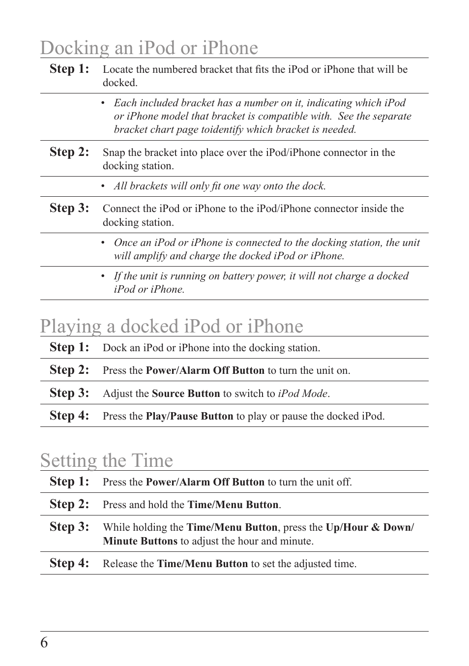 Setting the time | iLive ISP209B User Manual | Page 6 / 12