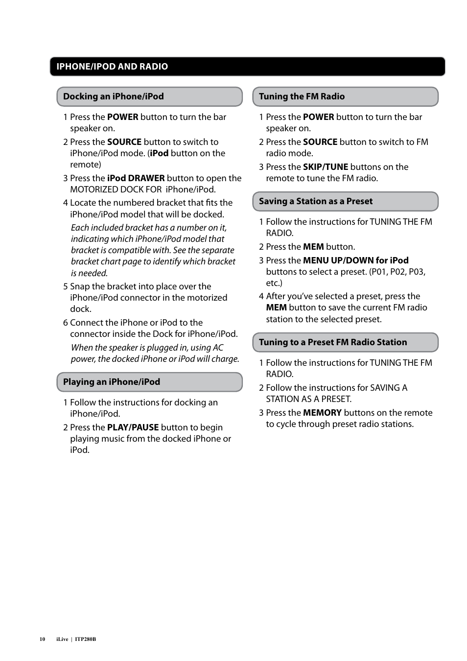 iLive ITP280B User Manual | Page 10 / 16
