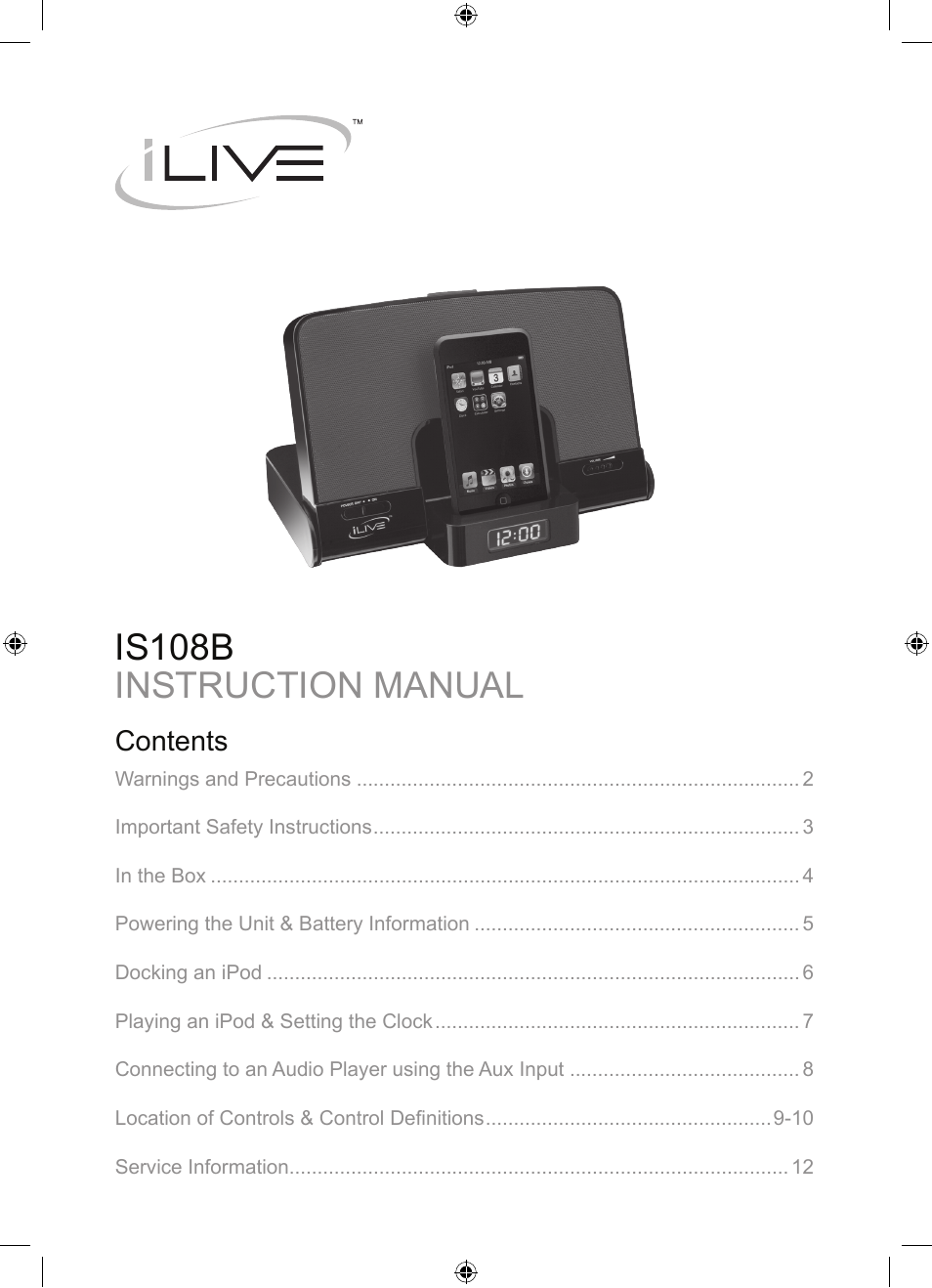 iLive IS108B User Manual | 12 pages