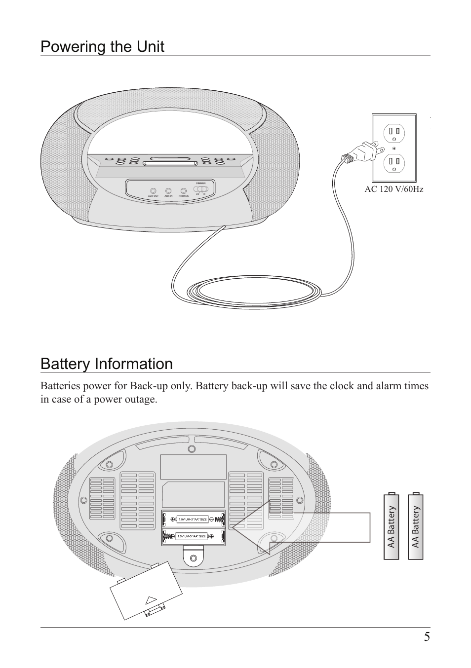 Powering the unit battery information | iLive IC638W User Manual | Page 5 / 20