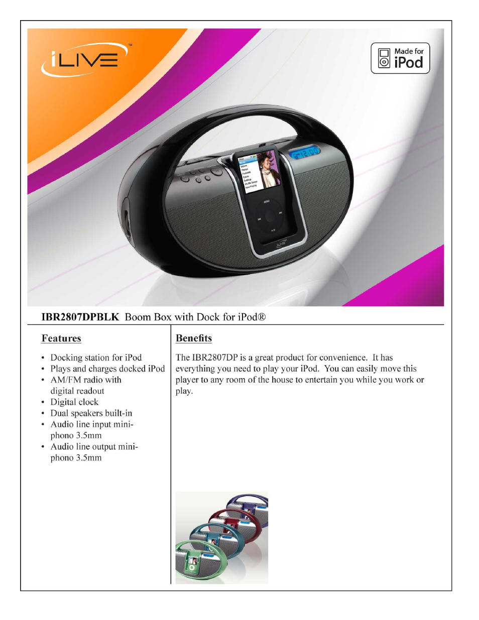 iLive IBR2807DPBLK User Manual | 2 pages