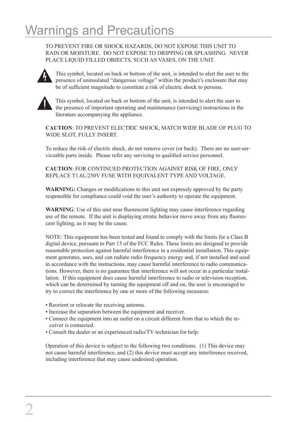Warnings and precautions | iLive IHT3807DT User Manual | Page 2 / 12