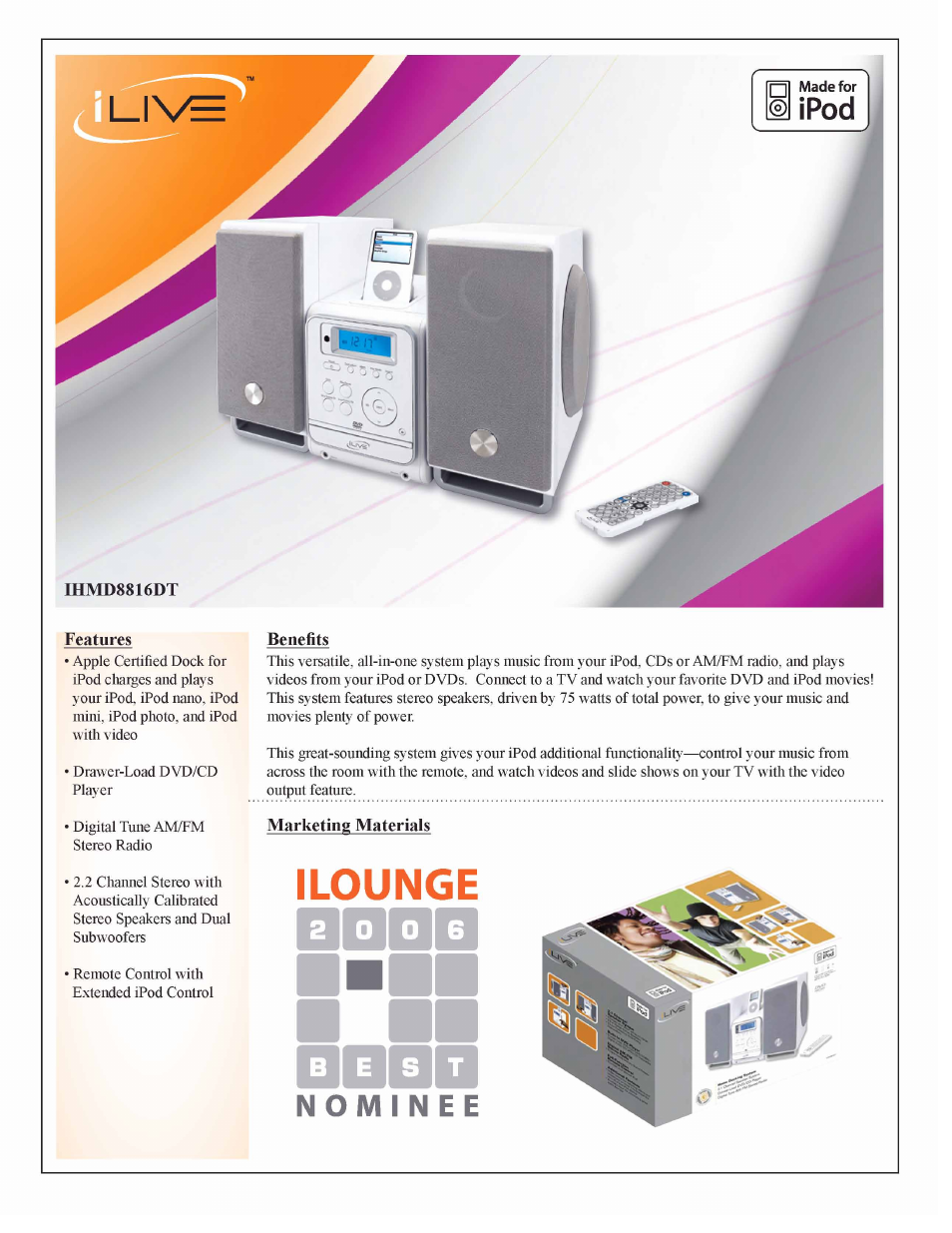 iLive IHMD8816DT User Manual | 2 pages