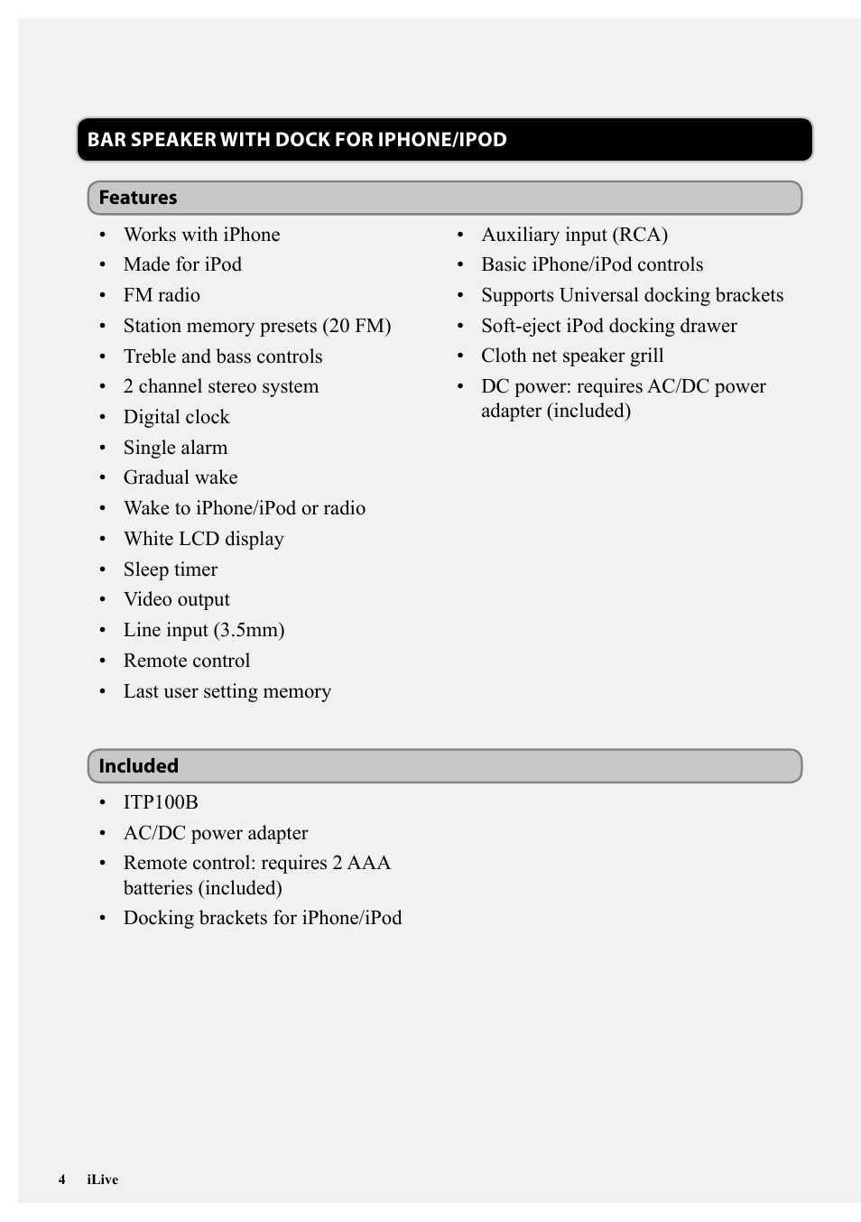 iLive ITP100B User Manual | Page 4 / 12