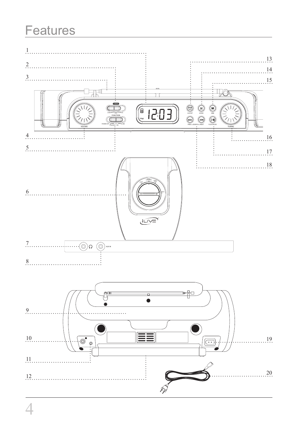 Features | iLive IBR3807 User Manual | Page 4 / 8