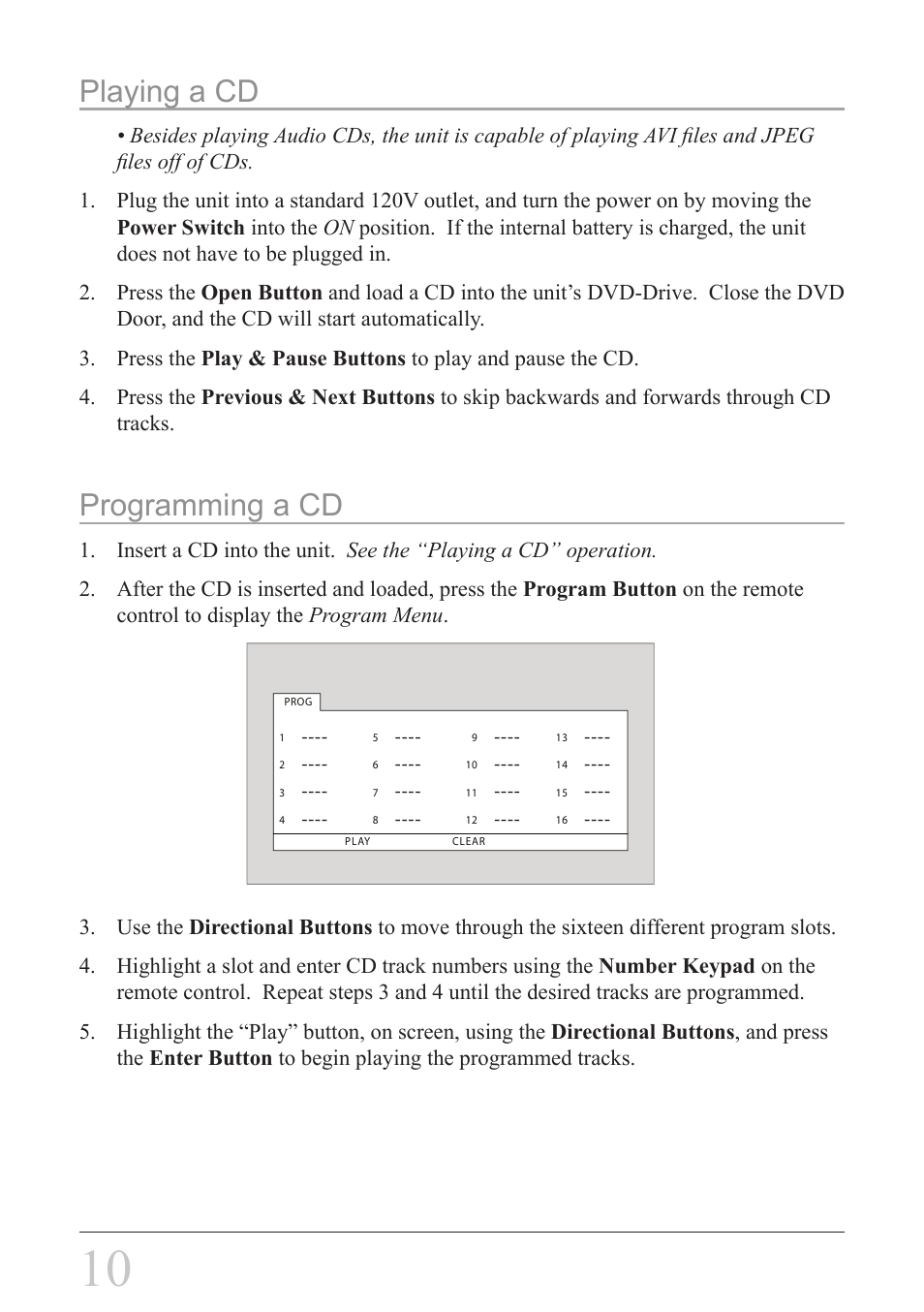 Playing a cd, Programming a cd | iLive IP908B User Manual | Page 10 / 24