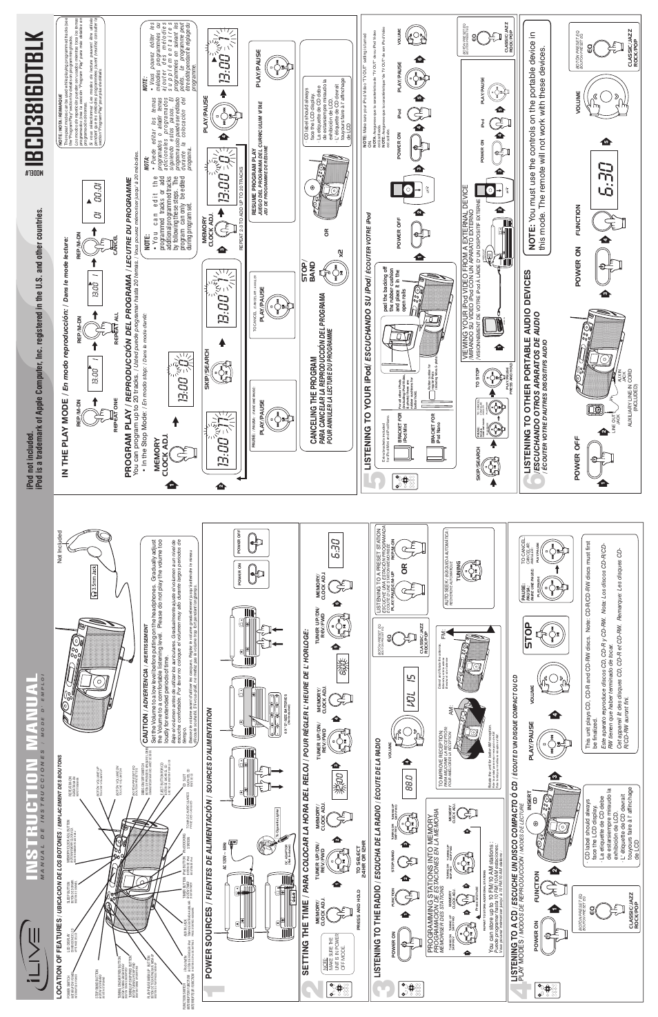 iLive IBCD3816DTBLK User Manual | 2 pages