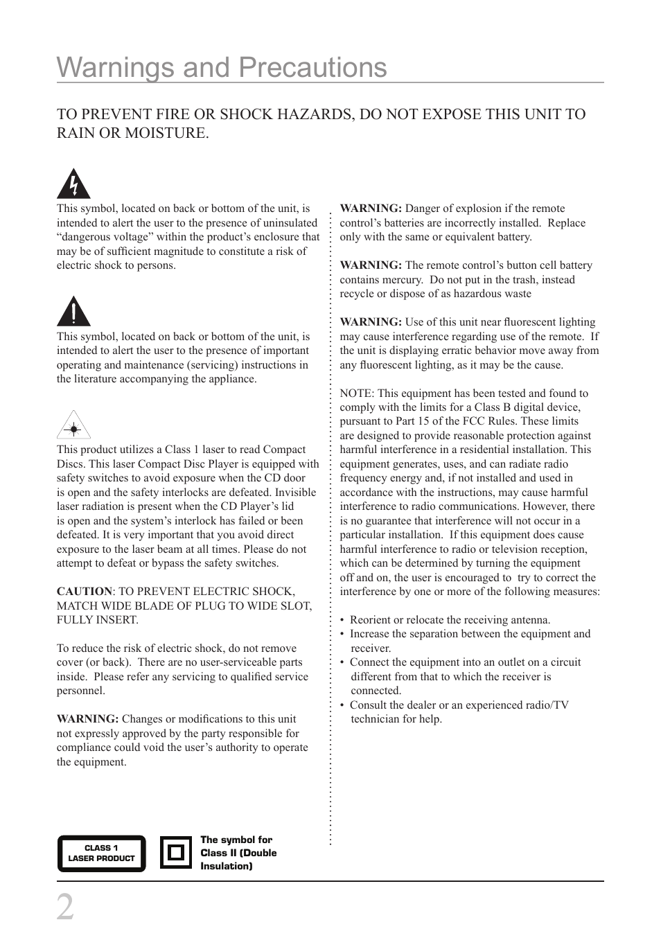 Warnings and precautions | iLive IBCD2817DP User Manual | Page 2 / 12