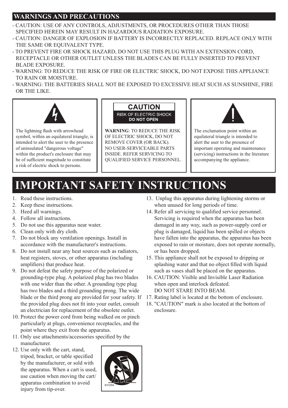 Important safety instructions, Warnings and precautions | iLive INTELLI SET IC609 User Manual | Page 2 / 16