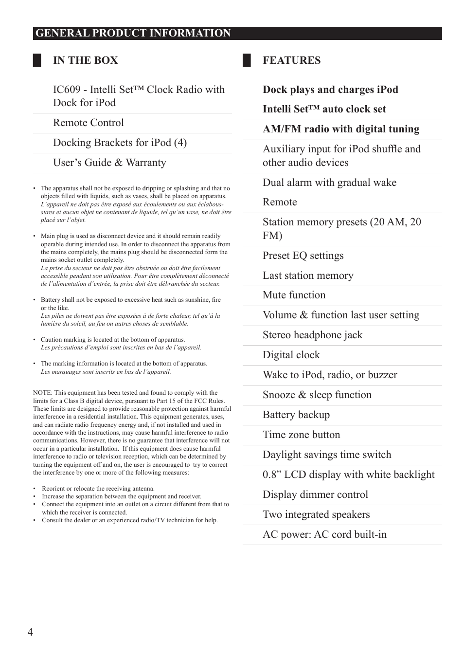 iLive INTELLI SET IC609 User Manual | Page 4 / 16