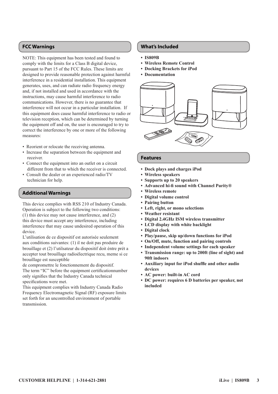 iLive IS809B User Manual | Page 3 / 12