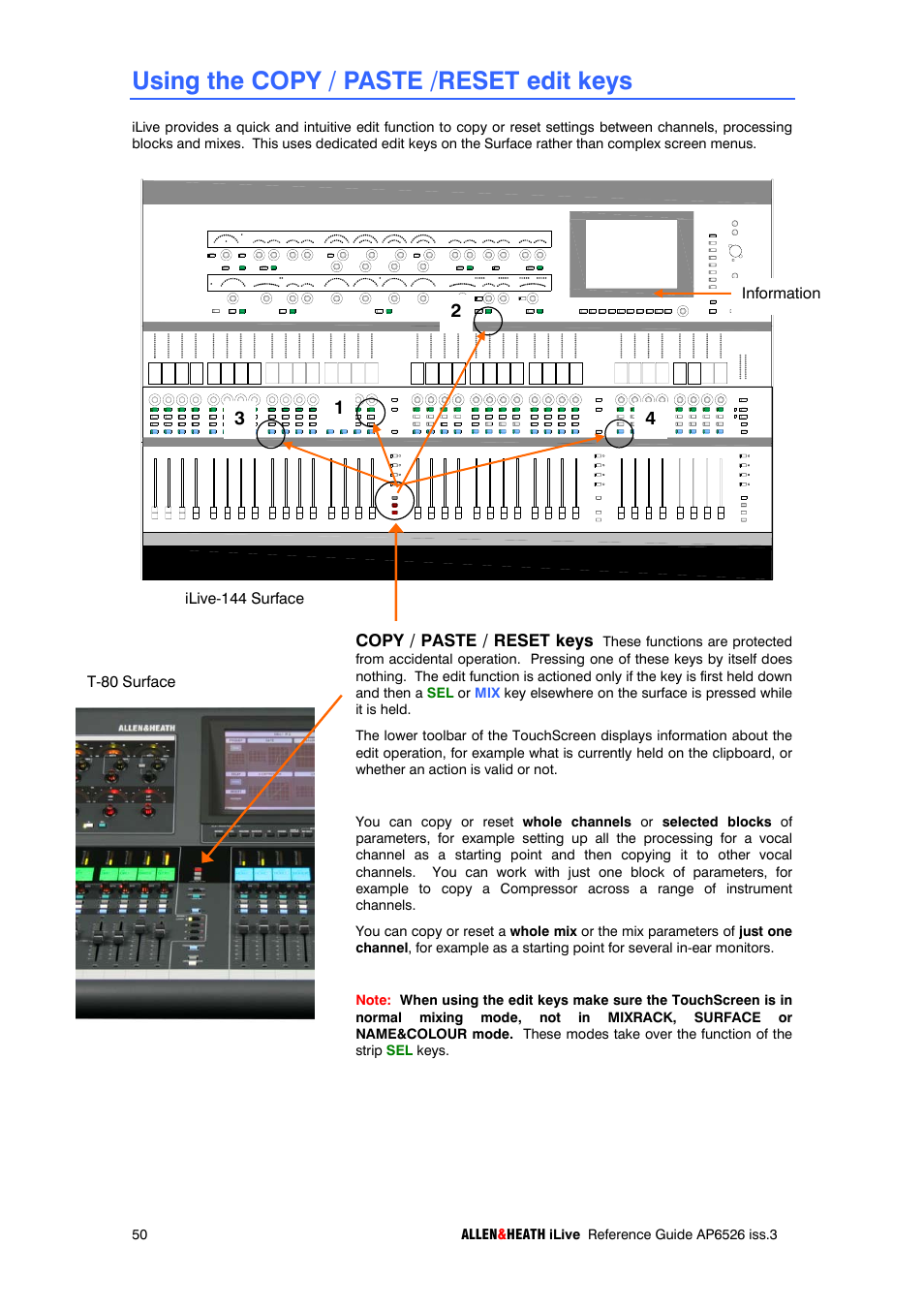 Using the copy / paste /reset edit keys | iLive T SERIES AP6526 User Manual | Page 50 / 111