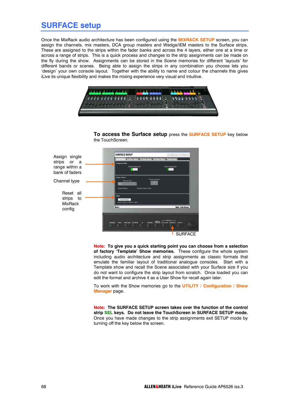 Surface setup | iLive T SERIES AP6526 User Manual | Page 68 / 111