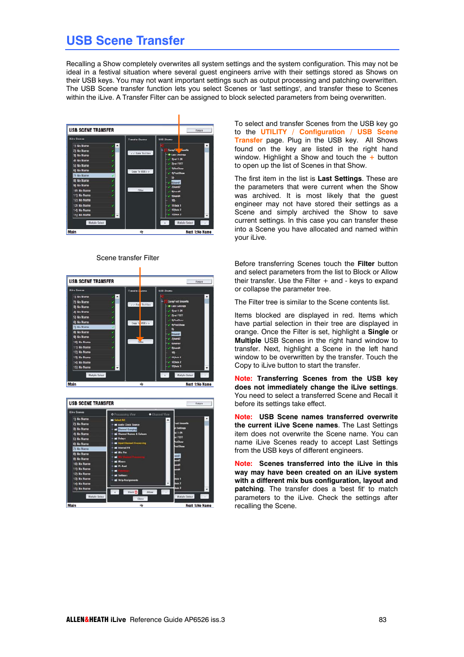 Usb scene transfer | iLive T SERIES AP6526 User Manual | Page 83 / 111