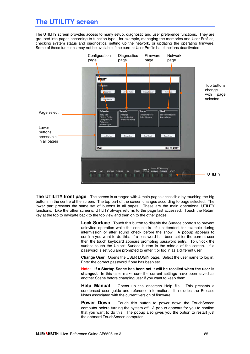 The utility screen | iLive T SERIES AP6526 User Manual | Page 85 / 111