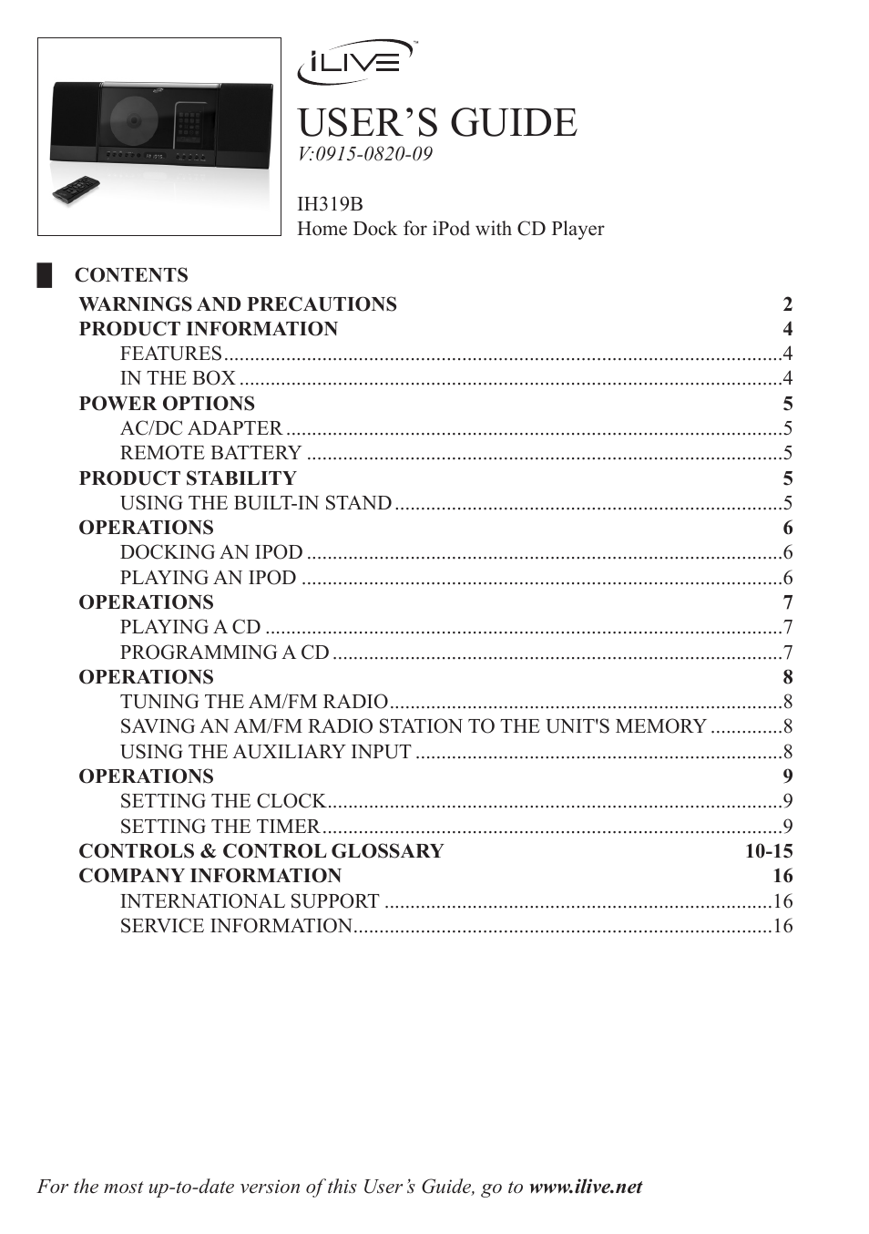 iLive 0915-0820-09 User Manual | 9 pages