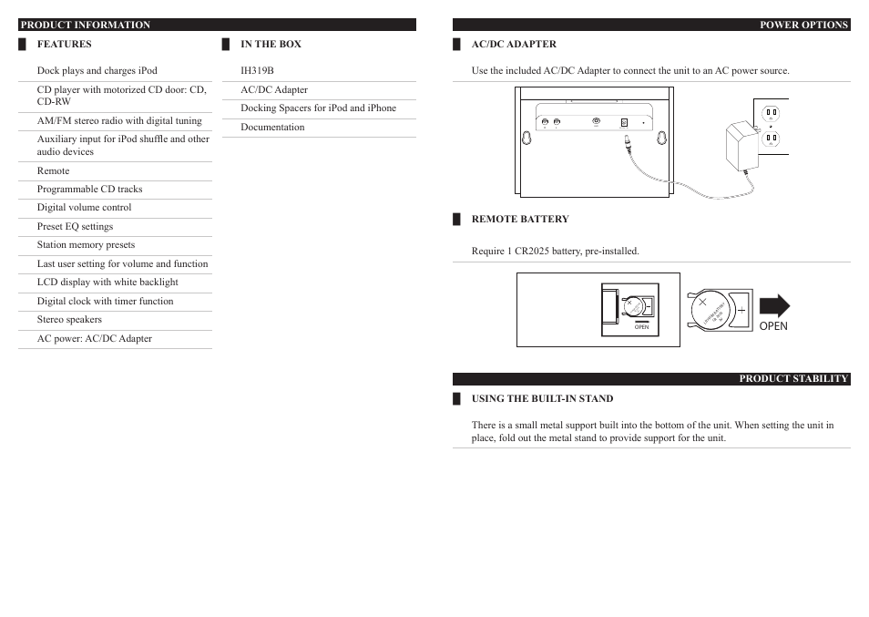 Dc: 10v 1a, Open | iLive 0915-0820-09 User Manual | Page 3 / 9