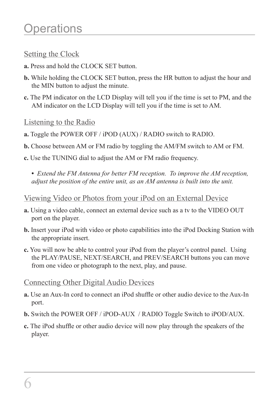 Operations | iLive IBR2807DP User Manual | Page 6 / 8