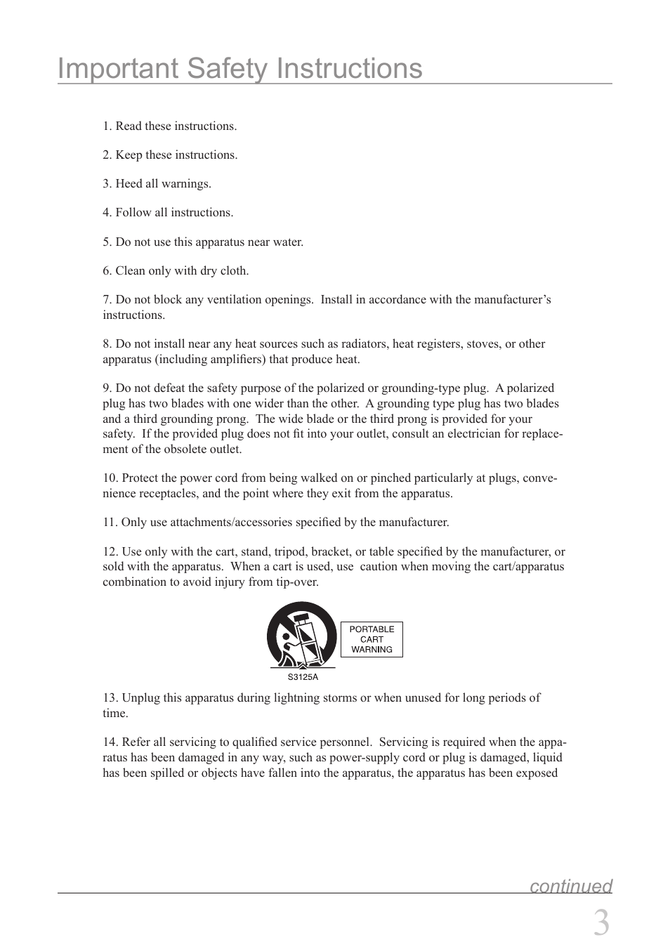 Important safety instructions, Continued | iLive IHS1 IHT3807DT User Manual | Page 3 / 12