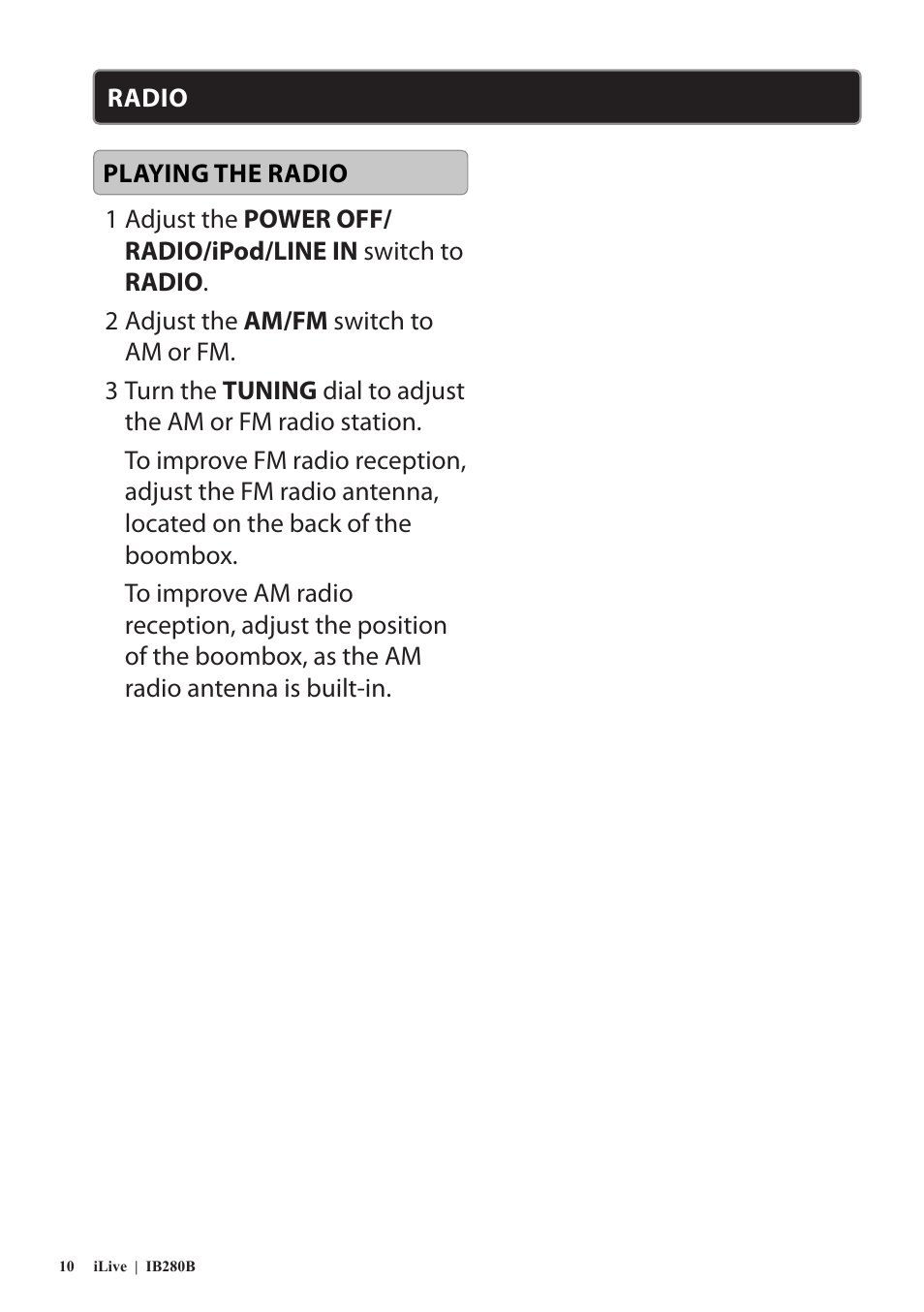 iLive IB280B User Manual | Page 10 / 12