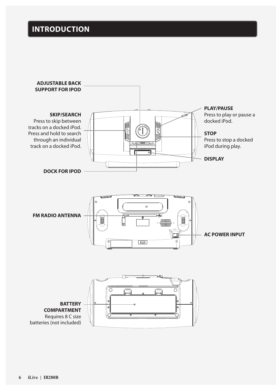 Introduction | iLive IB280B User Manual | Page 6 / 12