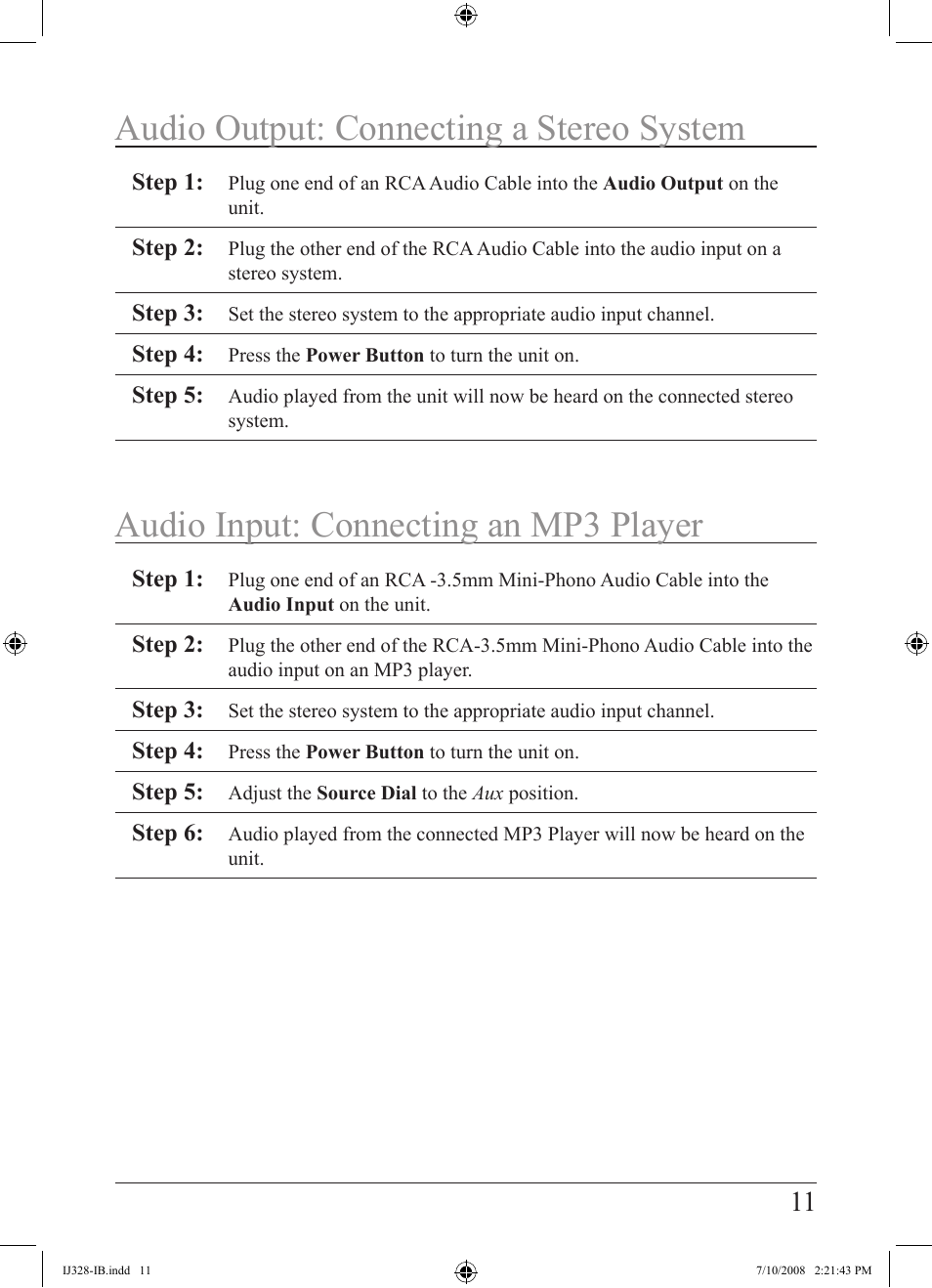 iLive IJ328-IB User Manual | Page 11 / 20