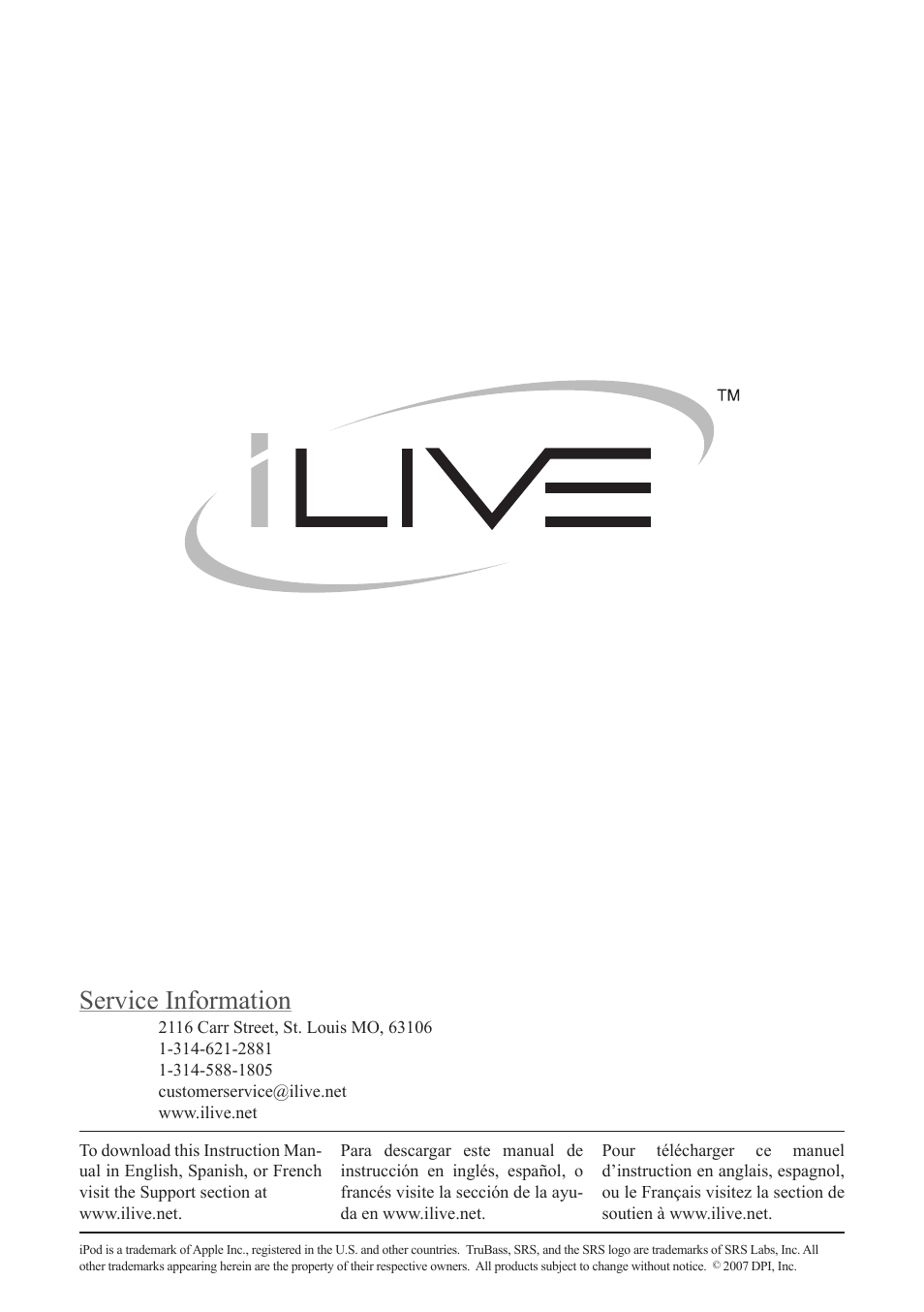 Service information | iLive IC3 ICR6307DT User Manual | Page 8 / 8