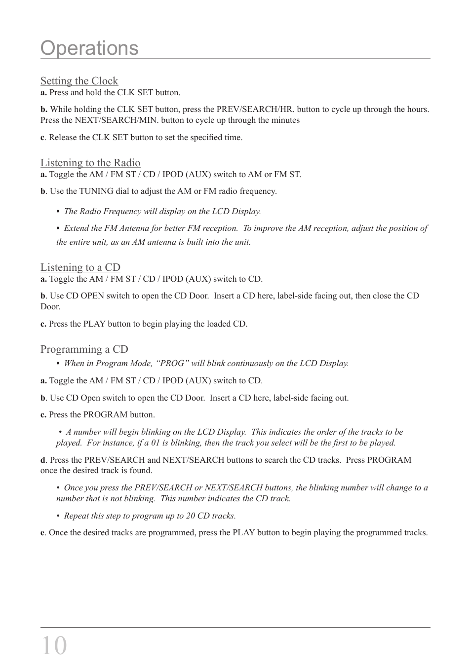 Operations | iLive IBCD2817DPBLK User Manual | Page 10 / 12