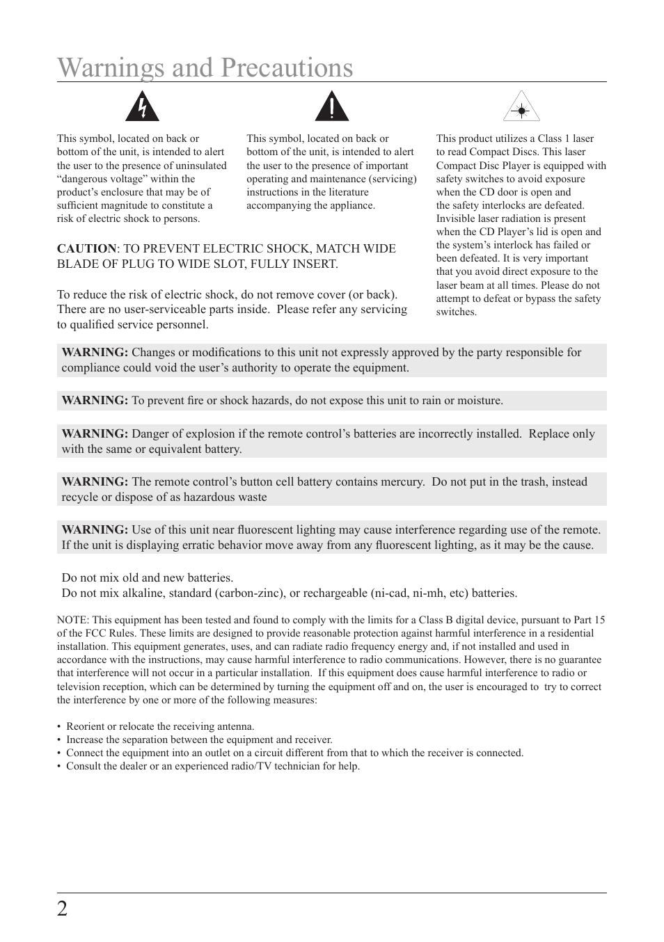 Warnings and precautions | iLive IB319B-IB User Manual | Page 2 / 16