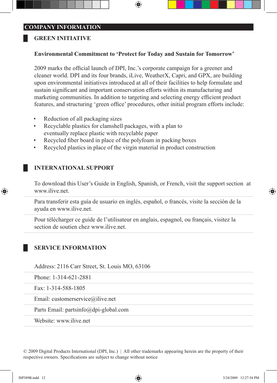 iLive ISP389B User Manual | Page 12 / 12