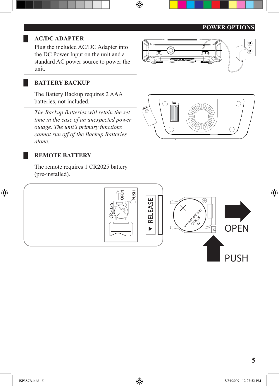 Push open | iLive ISP389B User Manual | Page 5 / 12