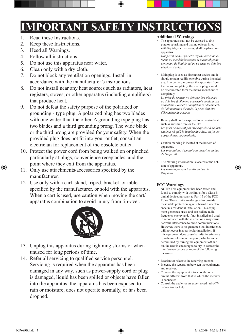 Important safety instructions | iLive ICP689B User Manual | Page 3 / 16