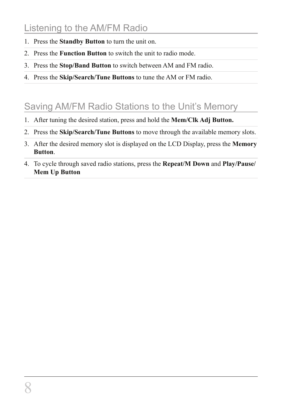 iLive IH328B User Manual | Page 8 / 20