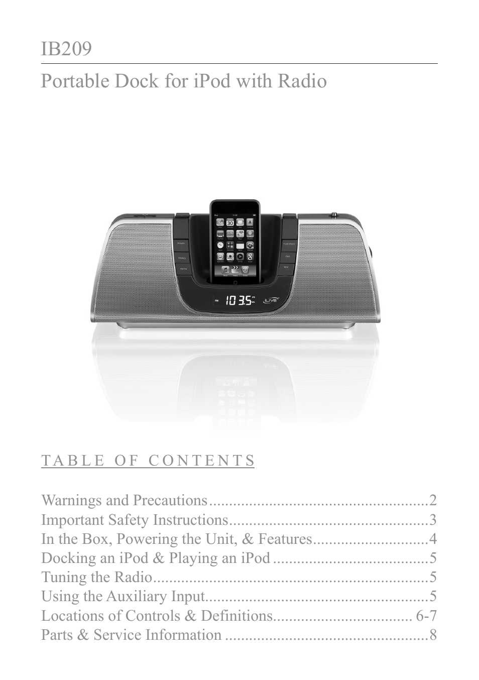 iLive IB209 User Manual | 8 pages