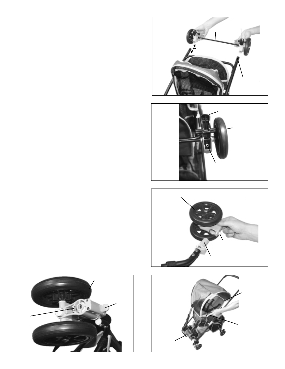 Step 2. rear wheel axle assembly, Step 3. front wheel assembly, Step 4. canopy assembly | InStep SB100 User Manual | Page 3 / 6