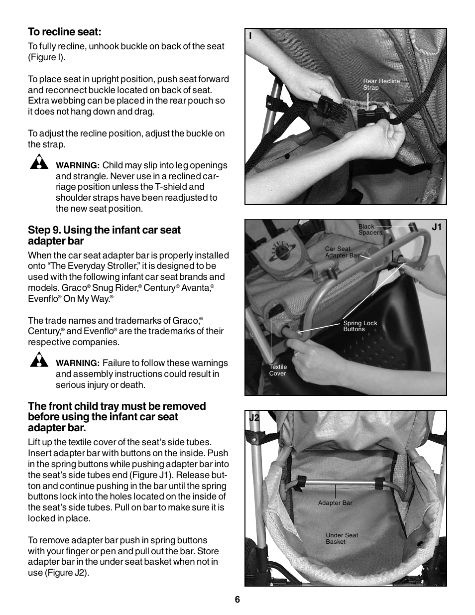 Step 9. using the infant car seat adapter bar | InStep SS150 User Manual | Page 6 / 8