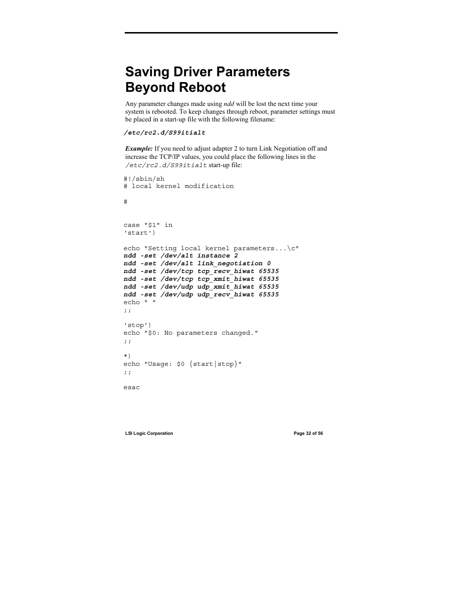 Saving driver parameters beyond reboot | IntraServer Technology ITIpci 5100G/GF User Manual | Page 32 / 56