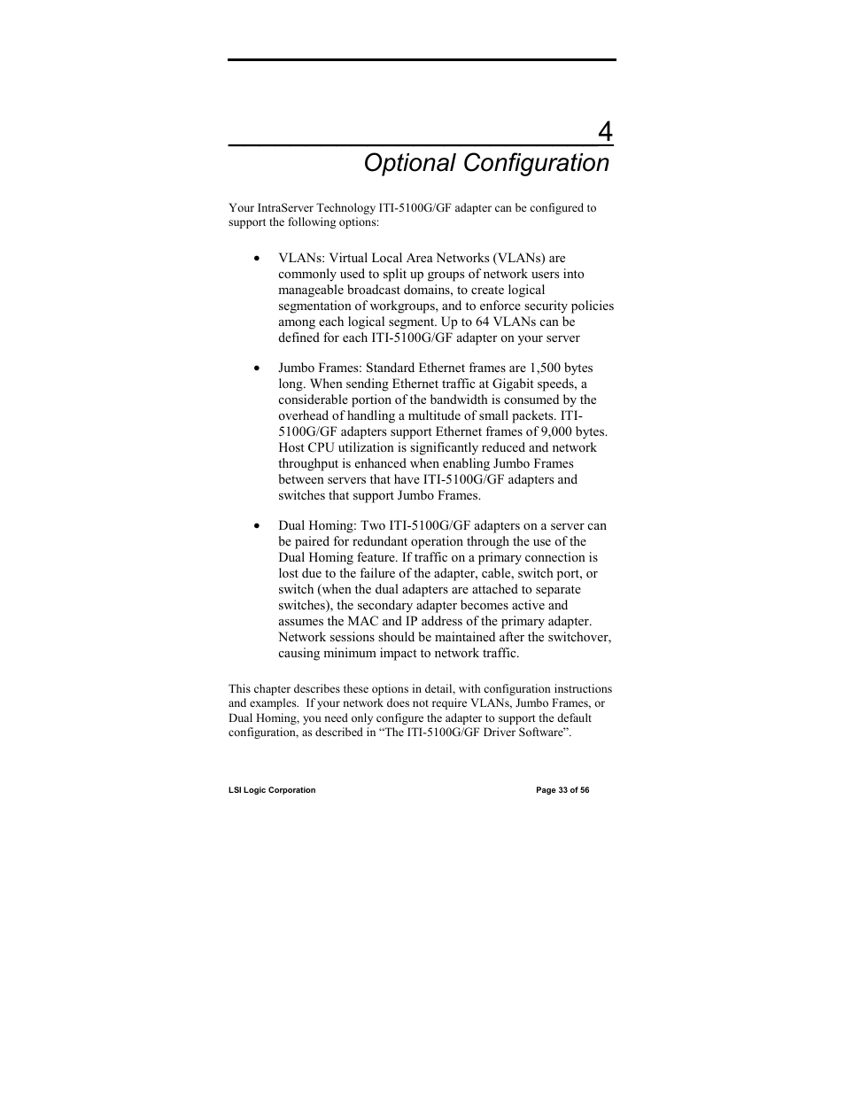 Optional configuration | IntraServer Technology ITIpci 5100G/GF User Manual | Page 33 / 56