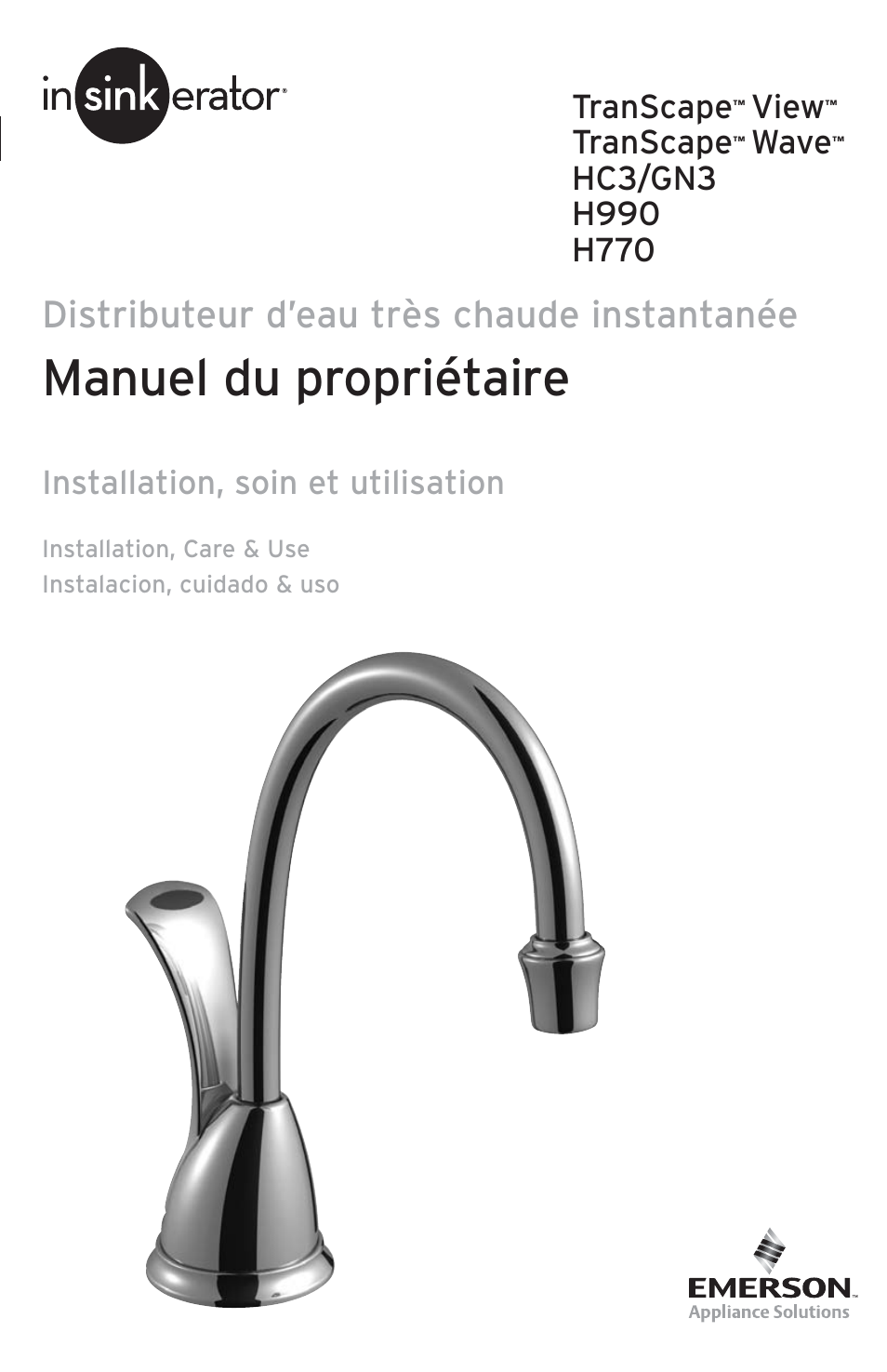 Manuel du propriétaire, Distributeur d’eau très chaude instantanée, Transcape | View, Wave | InSinkErator H770 User Manual | Page 29 / 43