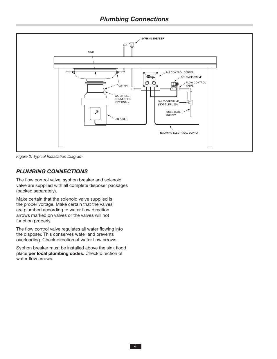 Plumbing connections | InSinkErator MS User Manual | Page 4 / 10