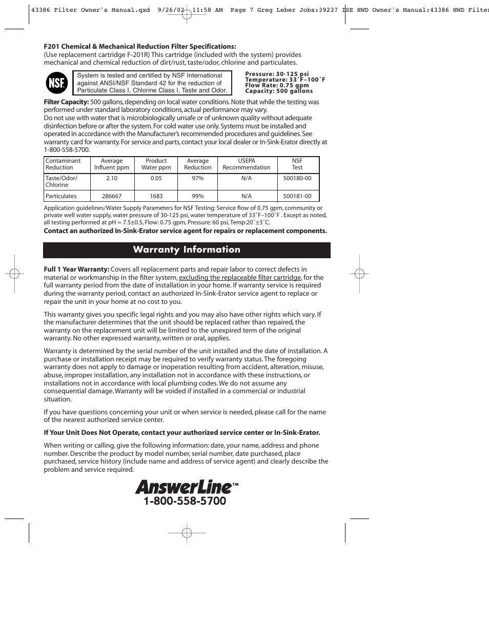 Warranty information | InSinkErator Water Dispenser User Manual | Page 4 / 6