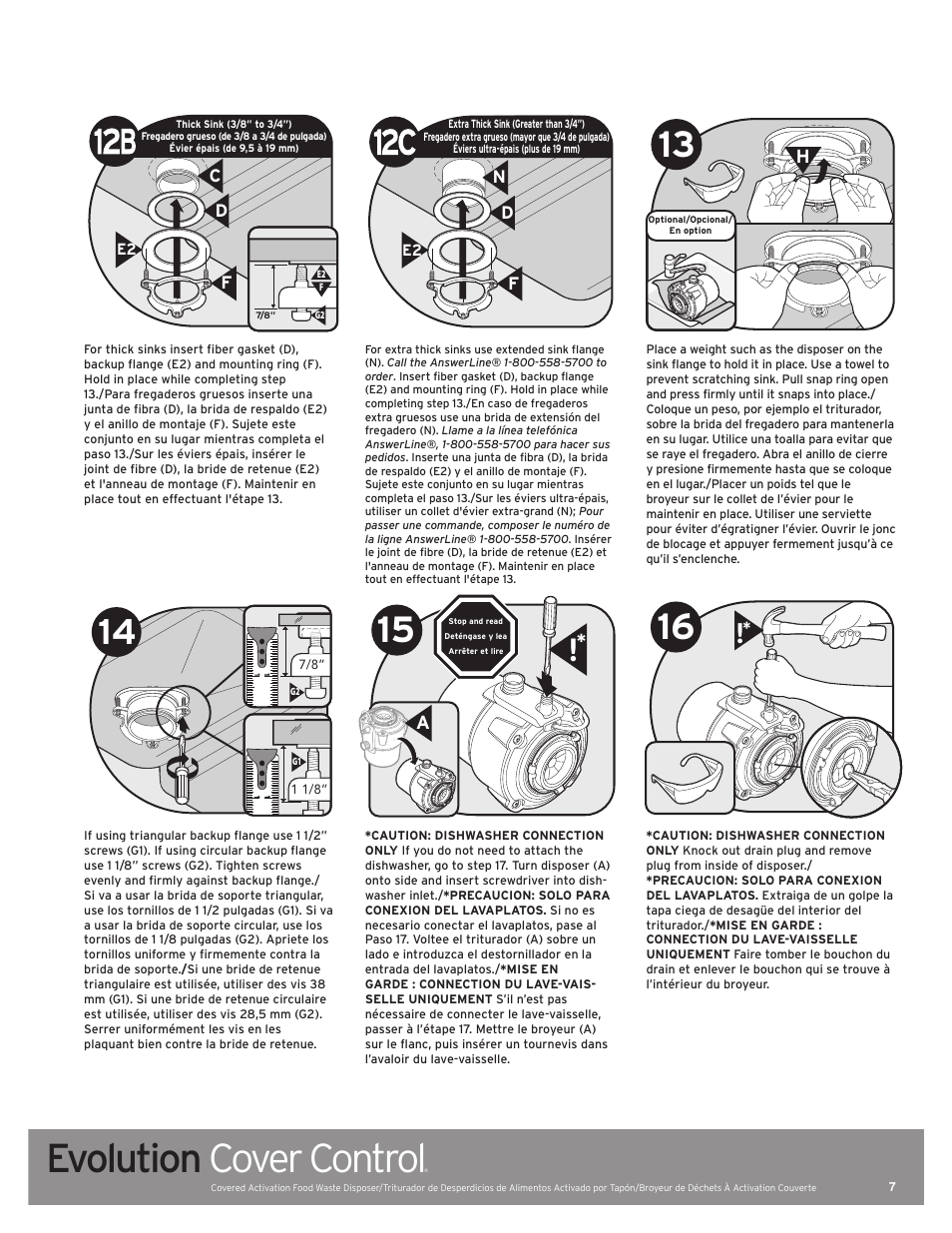 Evolution cover control | InSinkErator Evolution Series User Manual | Page 7 / 16