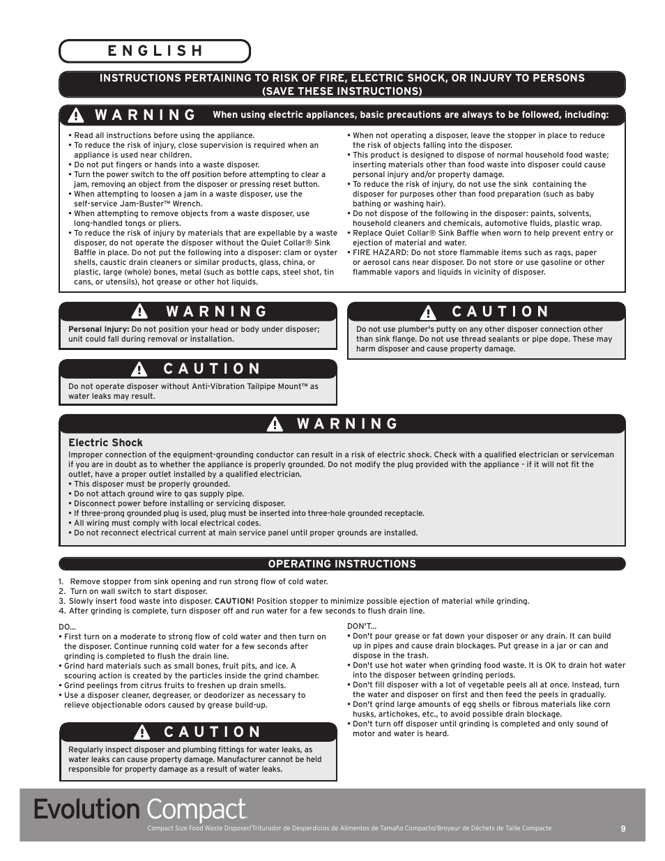 Evolution compact | InSinkErator Evolution Compact User Manual | Page 9 / 14