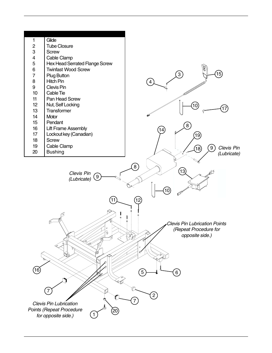 Parts list | Invacare LC42 User Manual | Page 7 / 8